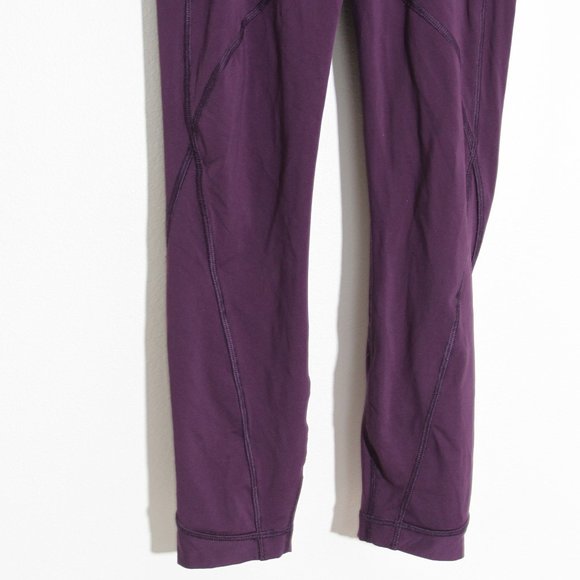 Lululemon Time to Shine Tight Leggings Deep Zinfandel Purple Mesh Luxtreme Sz 4 - Picture 6 of 15